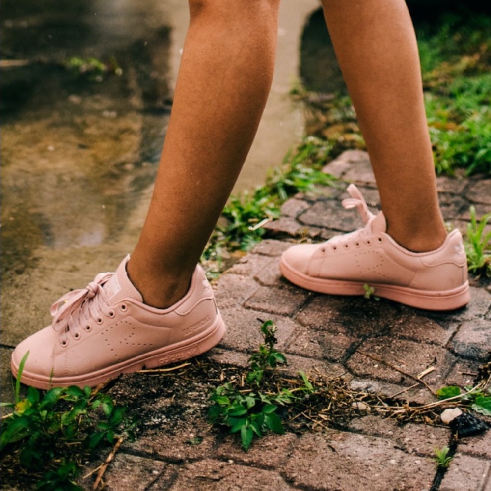 pink X raf simons stan smith leather sneakers